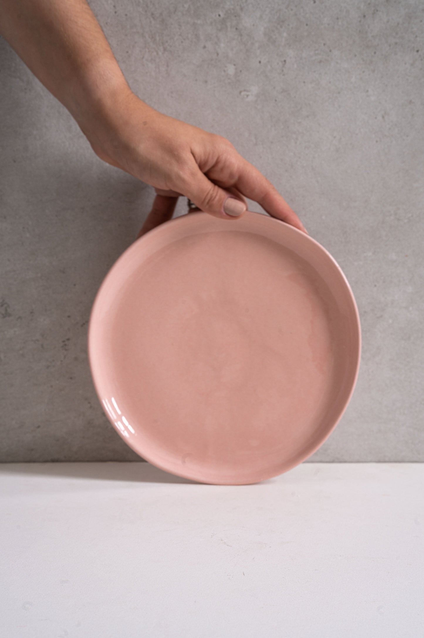 Handmade Porcelain Dinner Plates. Powder Pink