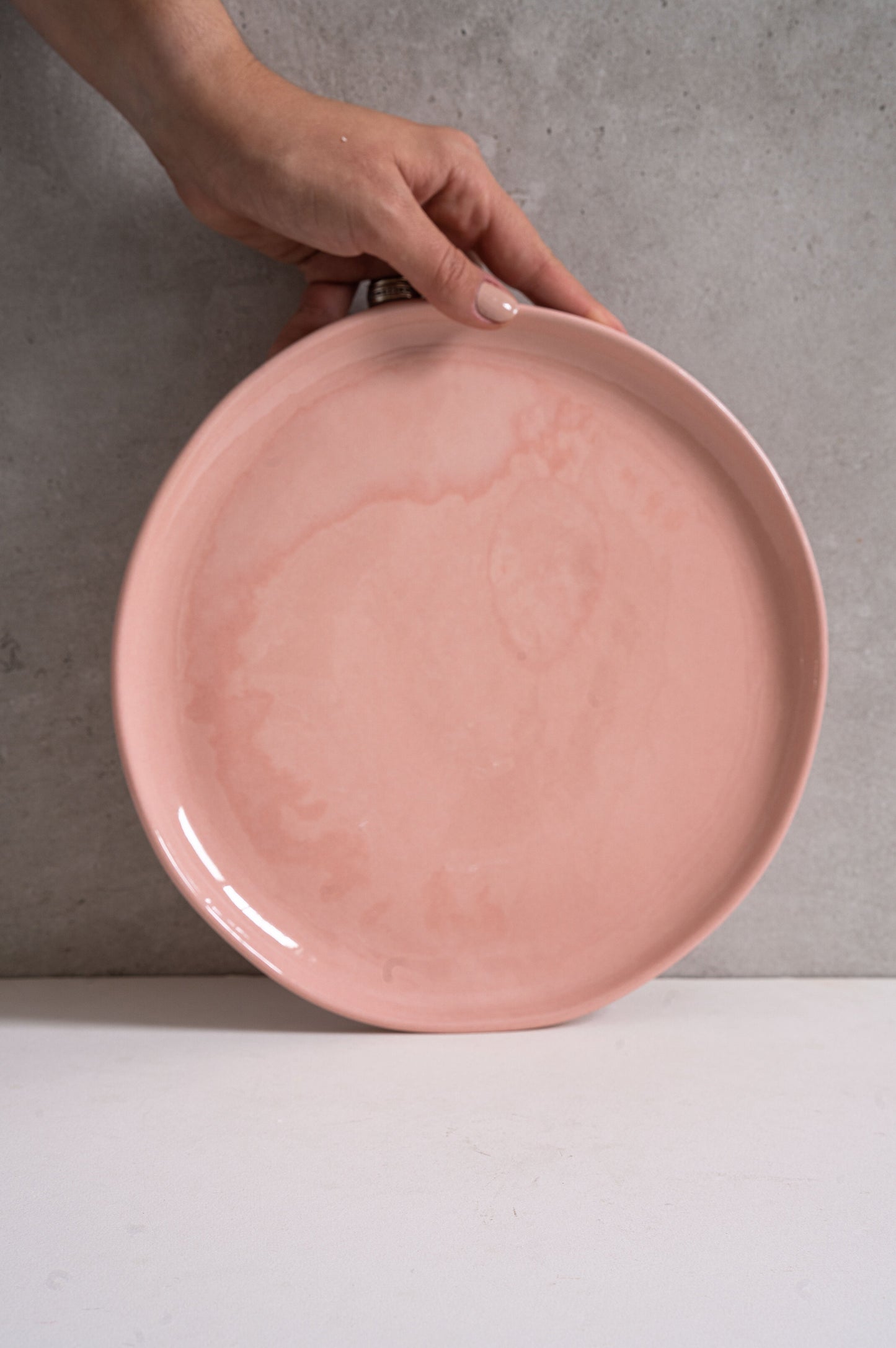 Handmade Porcelain Dinner Plates. Powder Pink