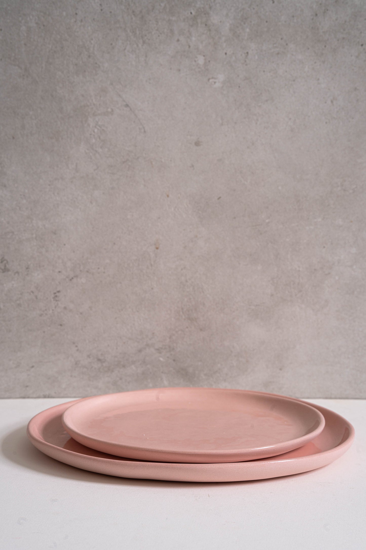 Handmade Porcelain Dinner Plates. Powder Pink