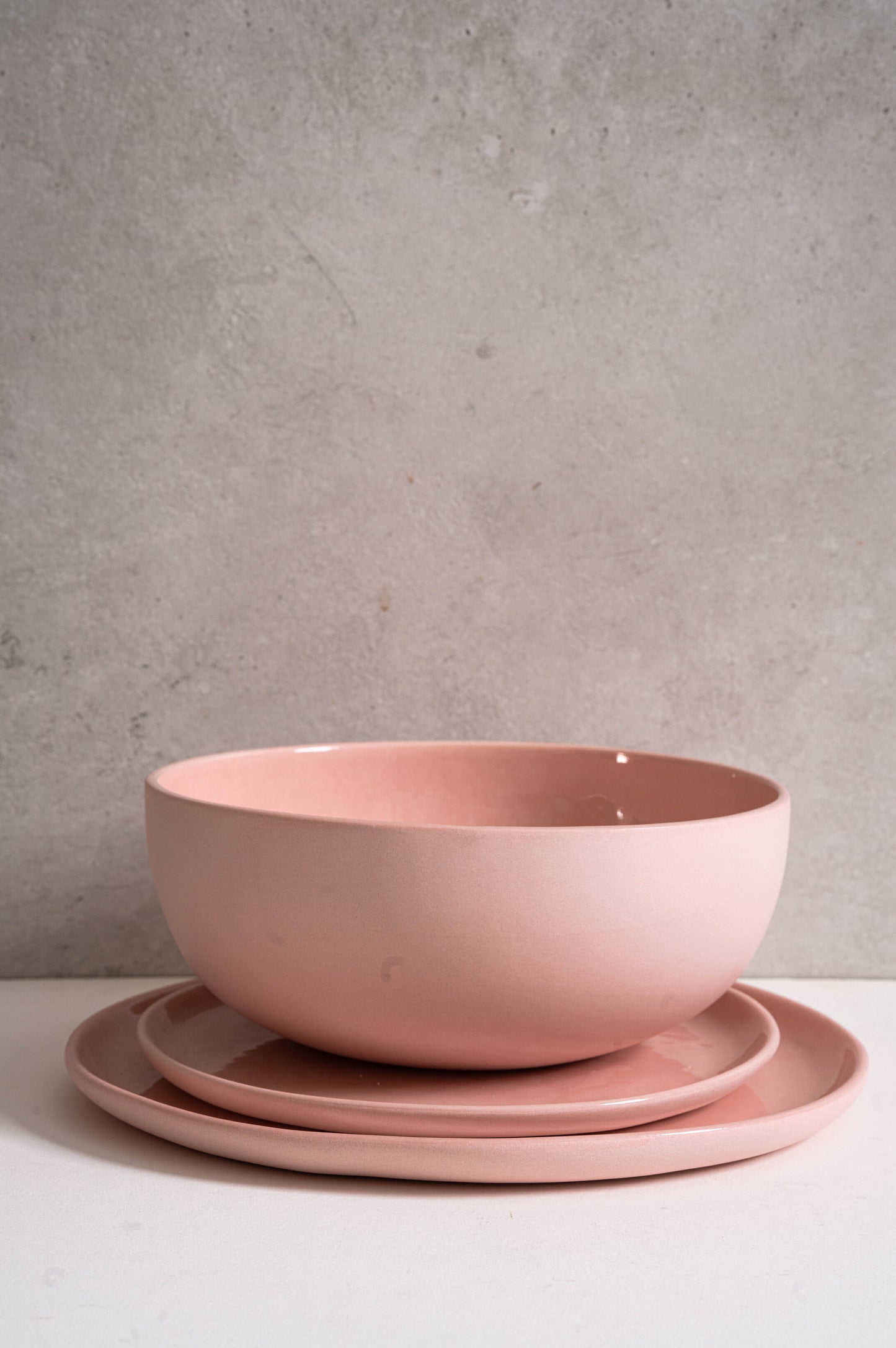 Handmade Porcelain Dinner Plates. Powder Pink