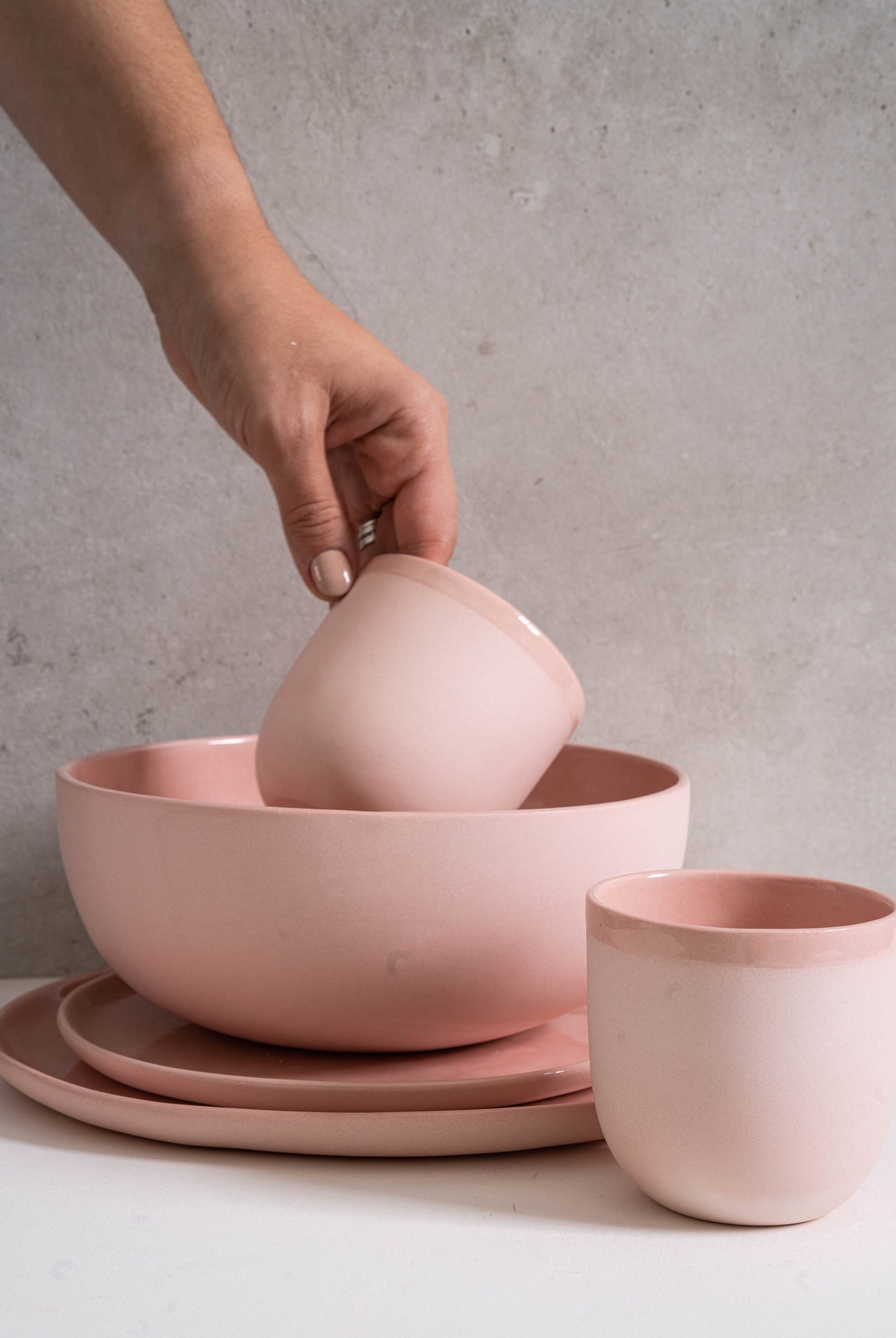 Handmade Porcelain Coffee Cup. Powder Pink