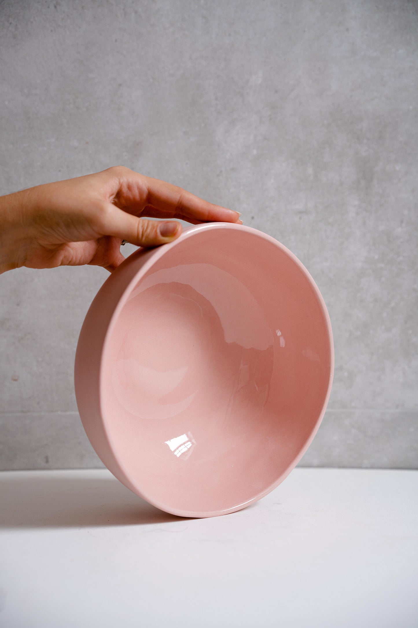 Handmade Porcelain Salad Serving Bowl. Powder Pink