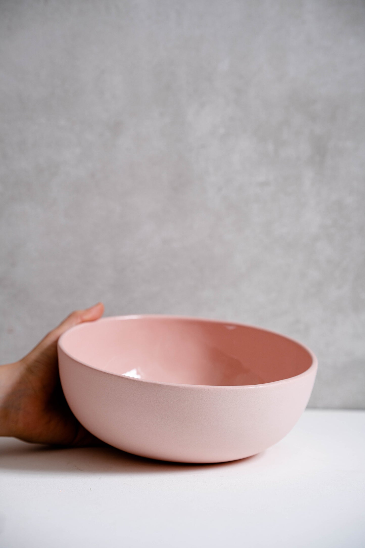 Handmade Porcelain Salad Serving Bowl. Powder Pink