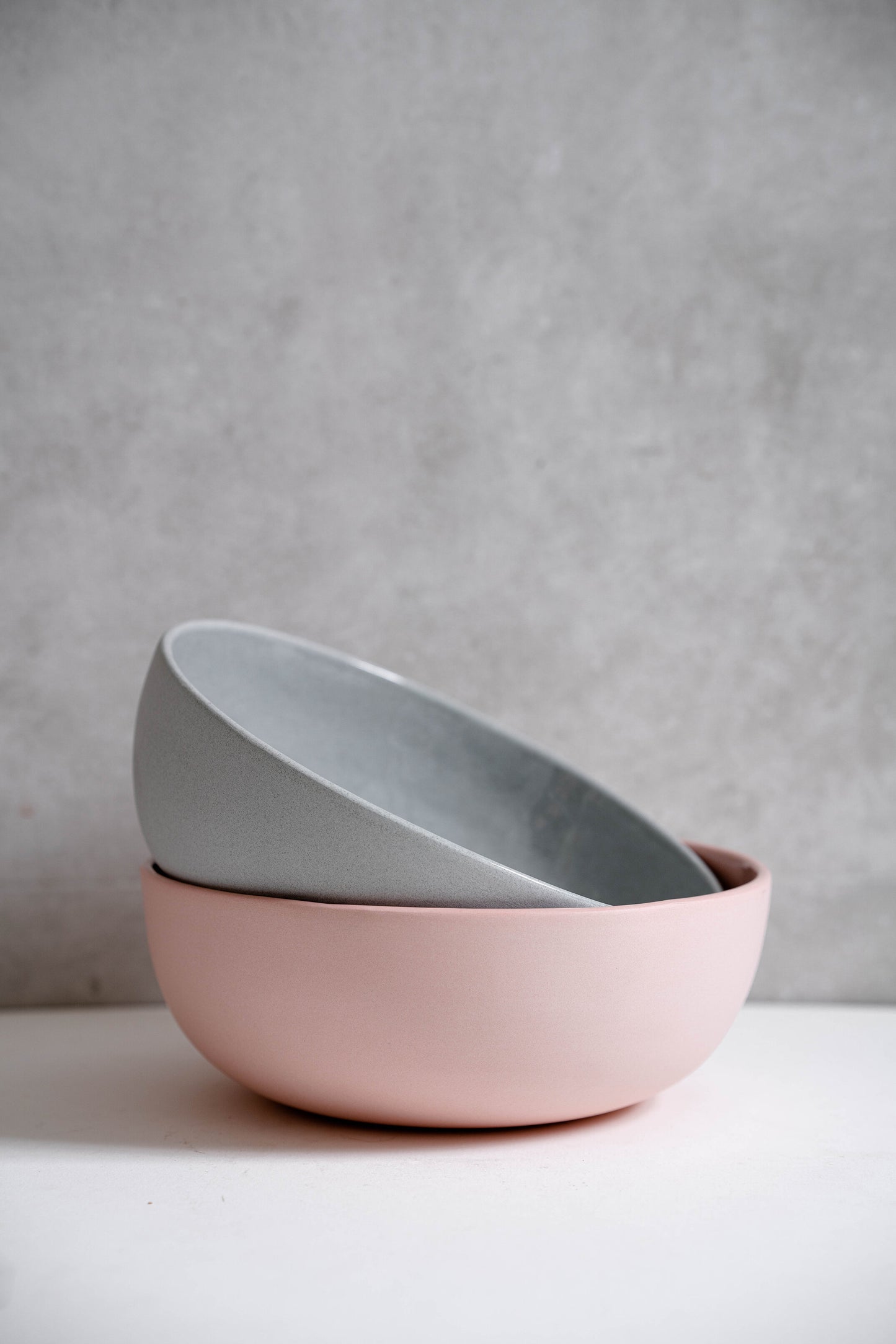 Handmade Porcelain Salad Serving Bowl. Powder Pink