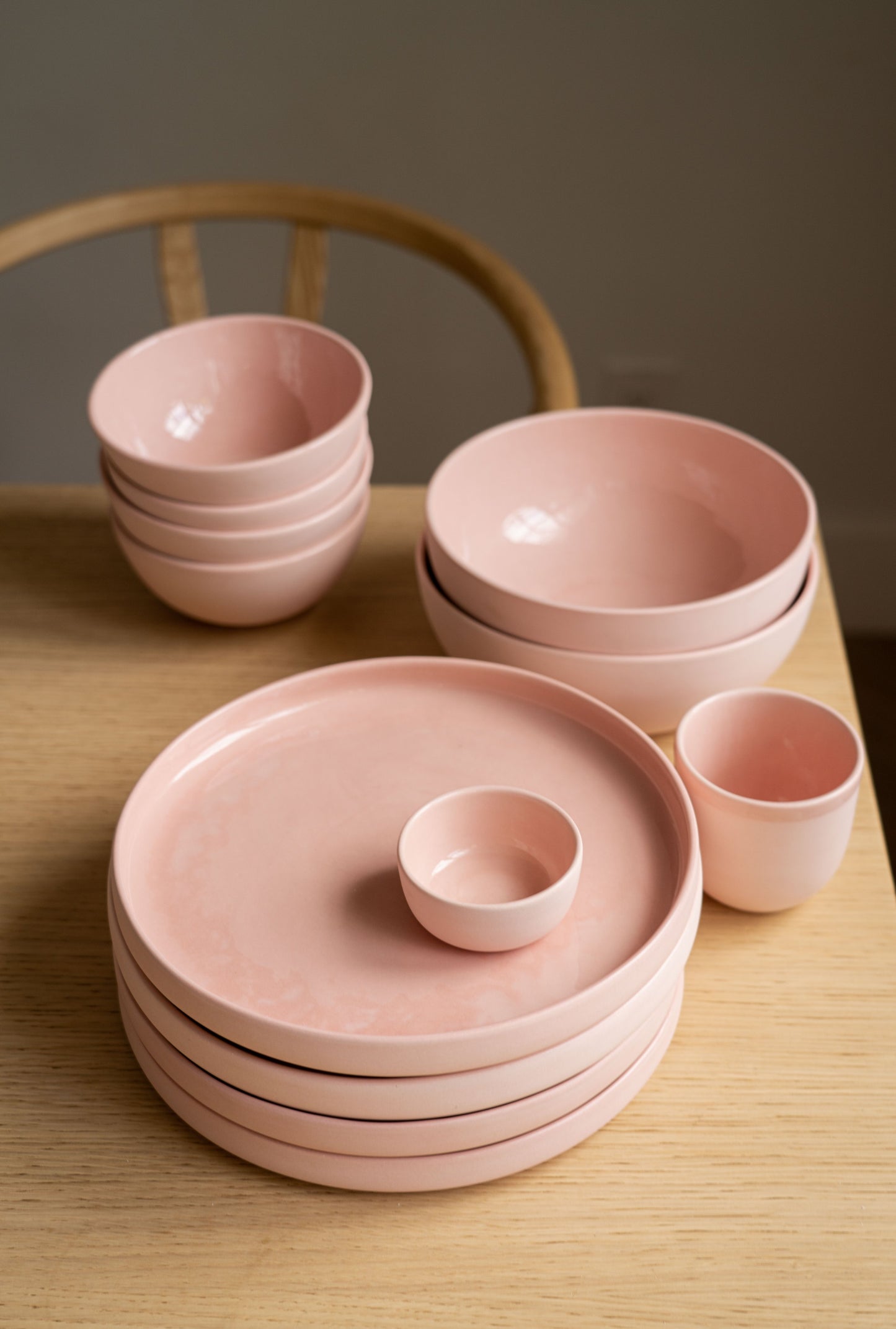 Handmade Porcelain Pinch Bowl. Powder Pink