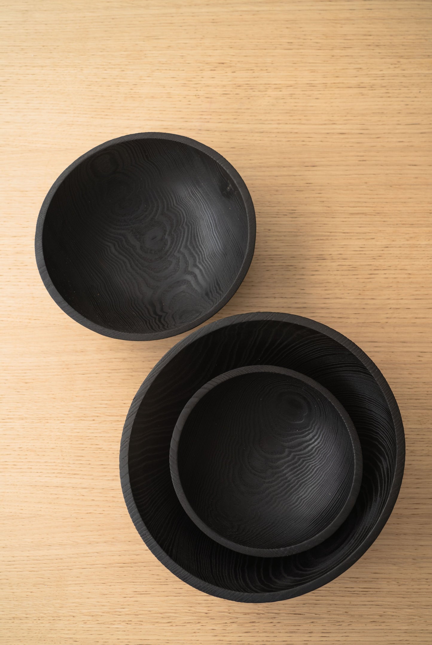 Charred Ash wood Nesting Bowl Set