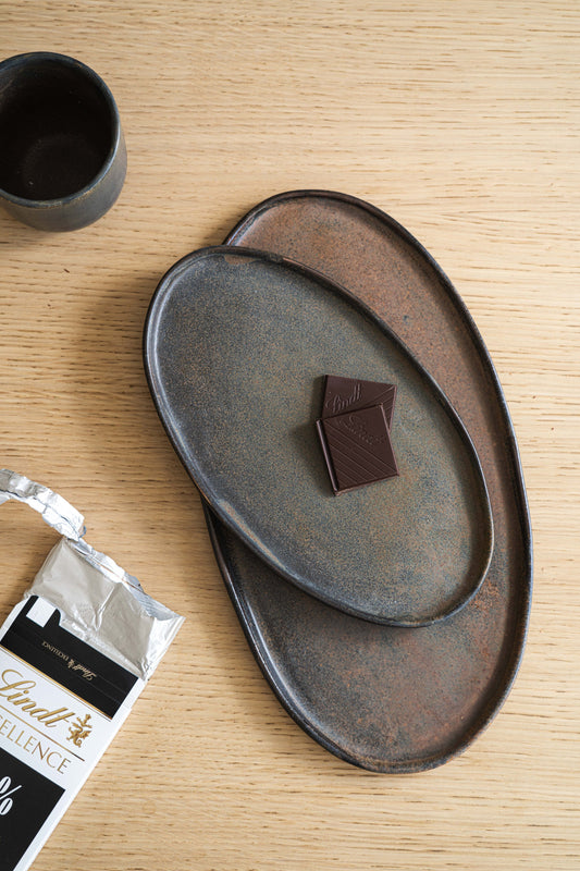 Rust Stoneware Oval Serving Platter