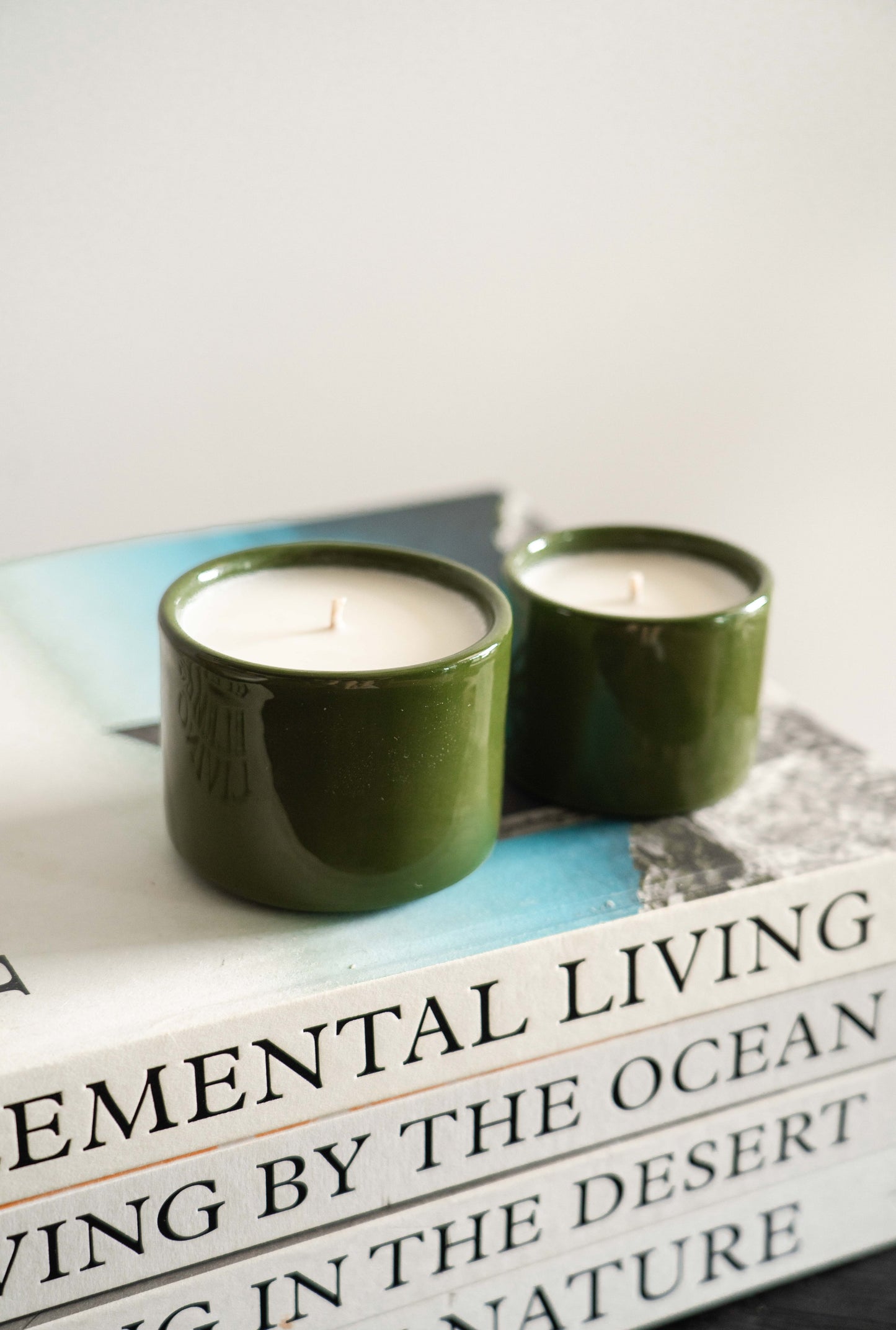 Handmade Porcelain Candle. Green