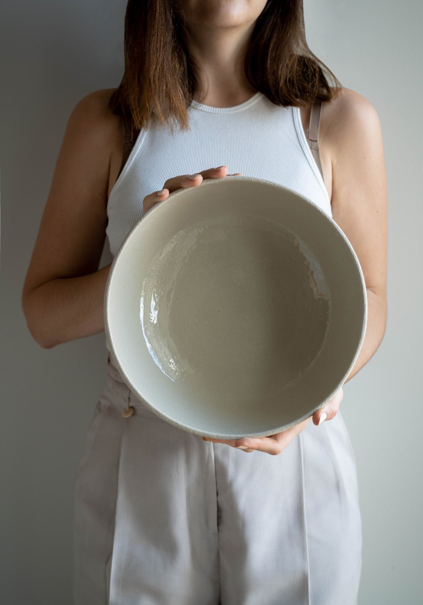 Stoneware Large Fruit Bowl with Transparent Glaze