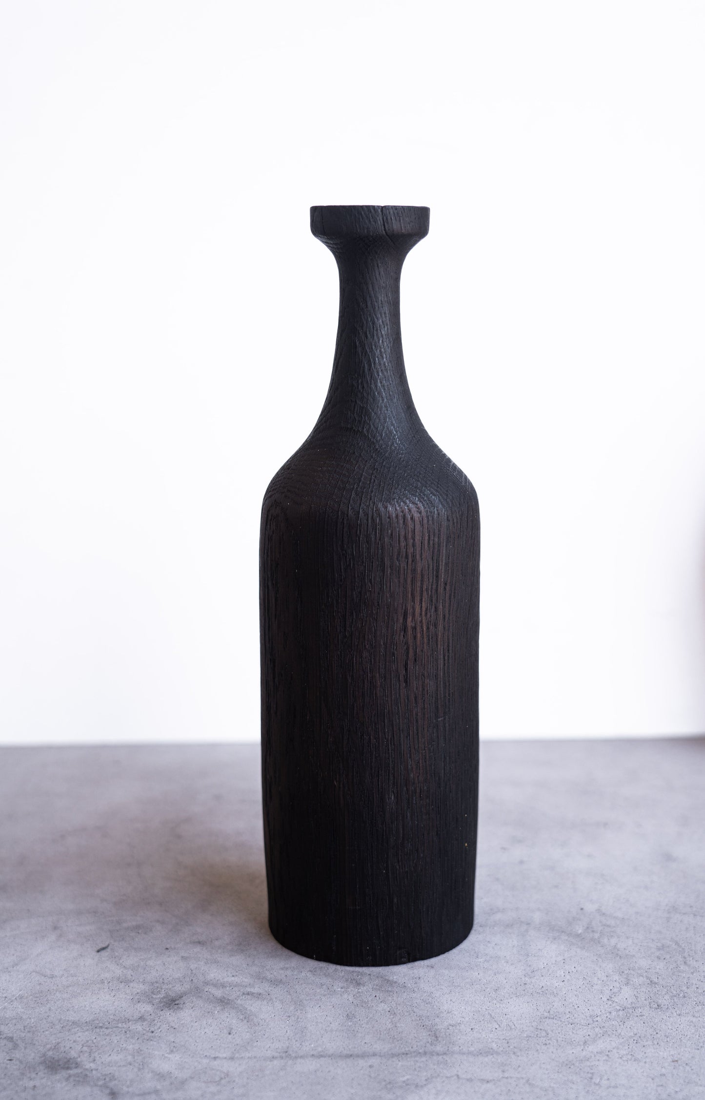 Tall Charred Wood Bottle Shaped Vase