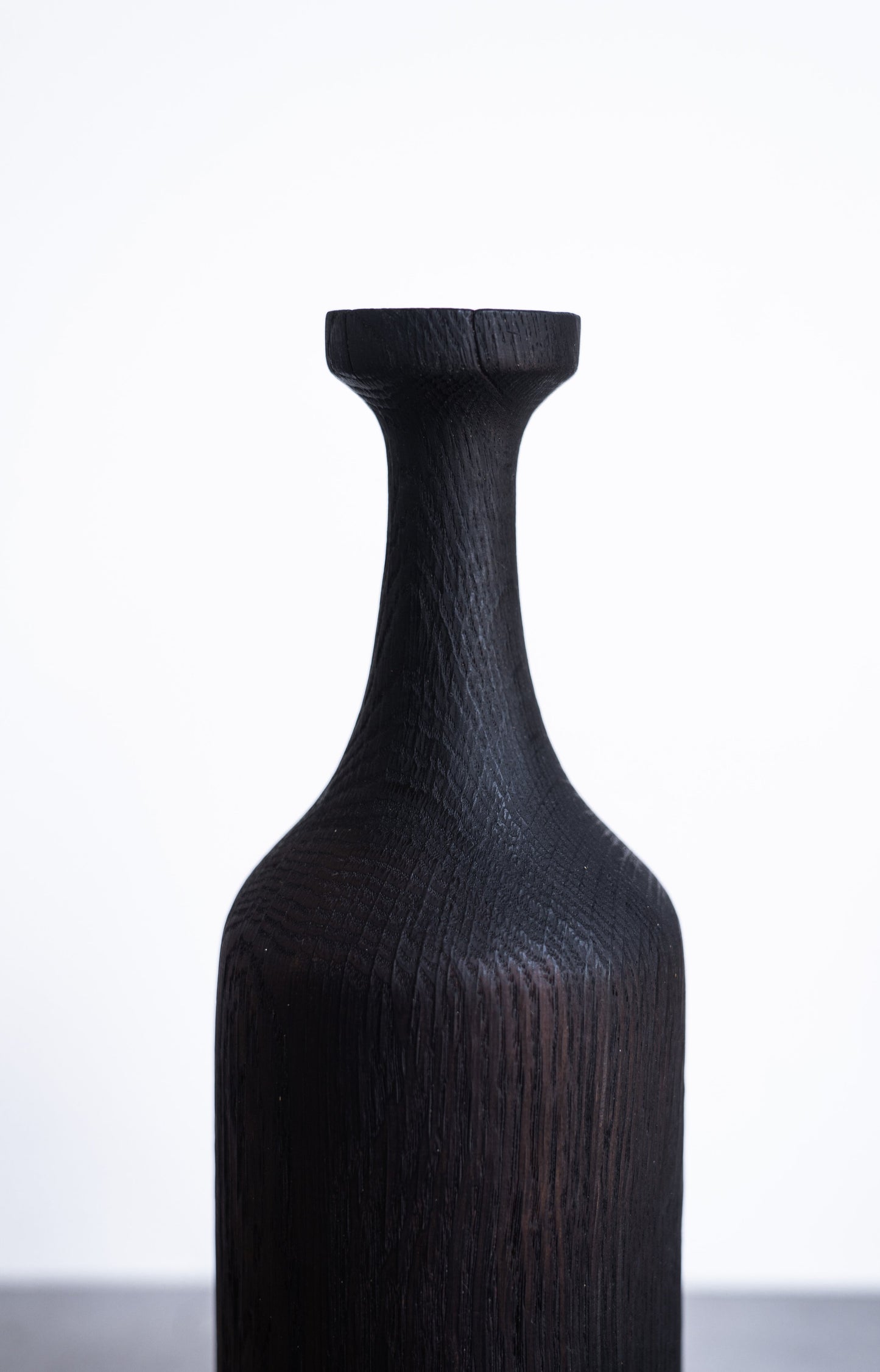 Tall Charred Wood Bottle Shaped Vase