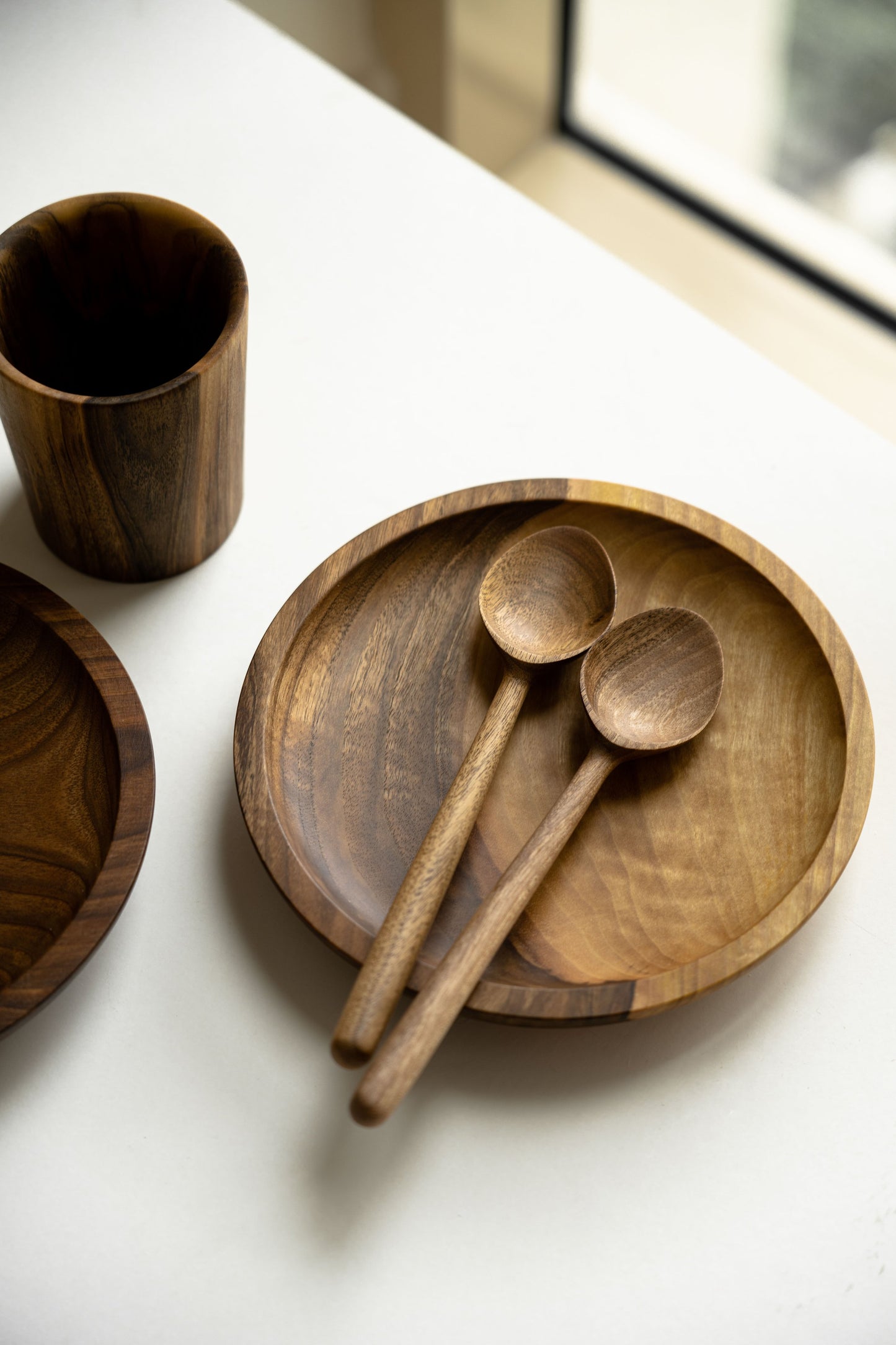 Hand Carved Walnut Wood Plate