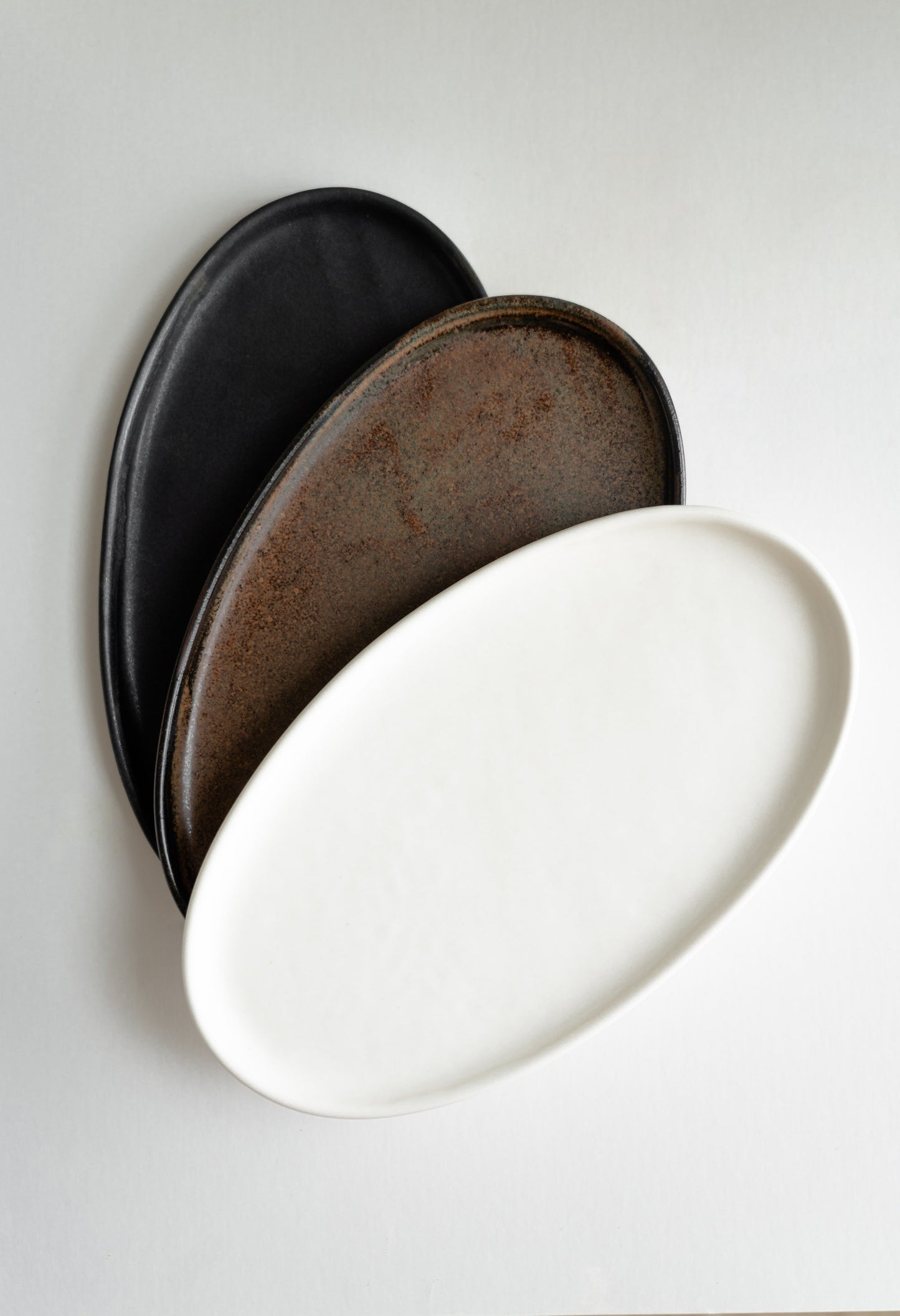 White Matte Stoneware Oval Serving Platter