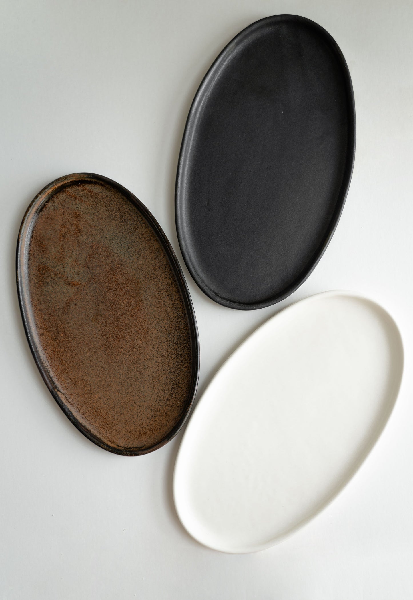 White Matte Stoneware Oval Serving Platter