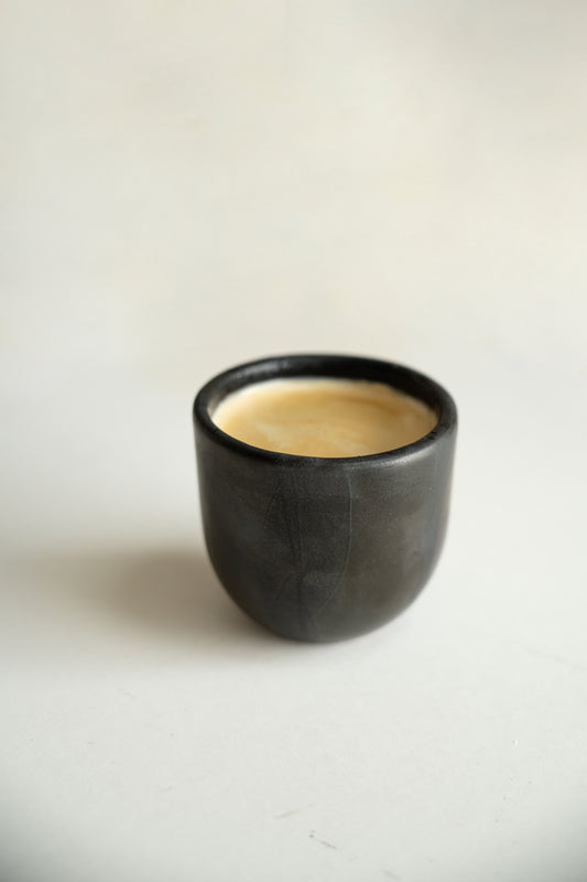 Black Stoneware Espresso Coffee Cup