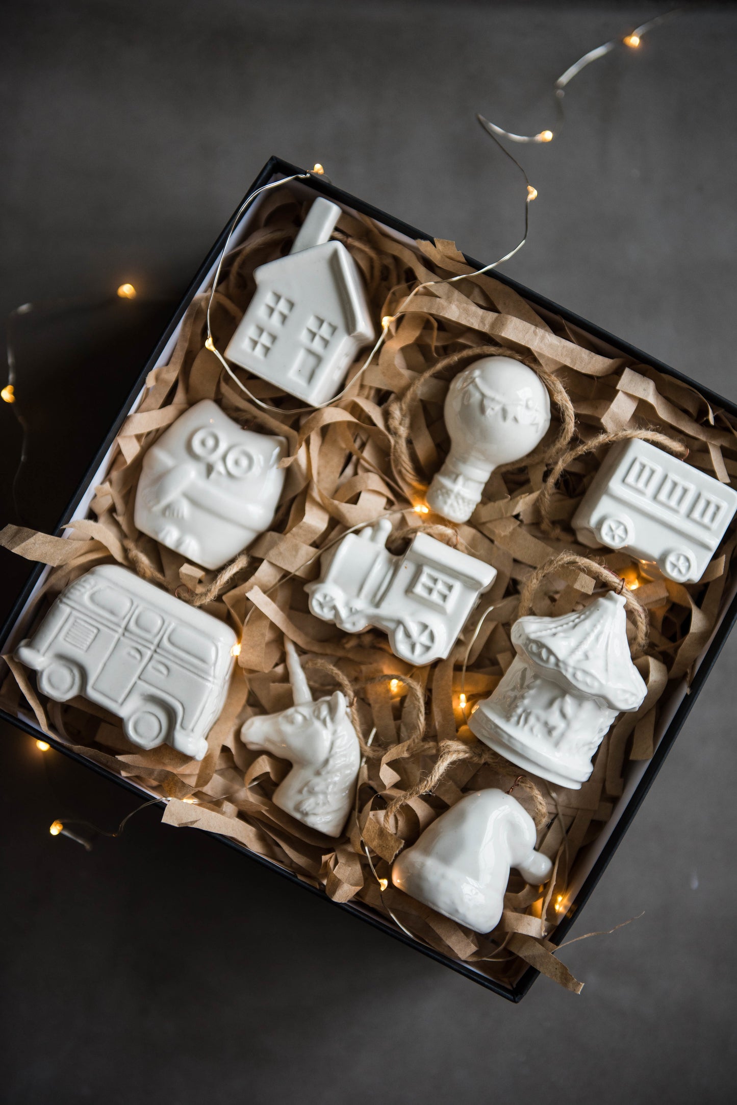 Handmade Porcelain Christmas Ornament Set