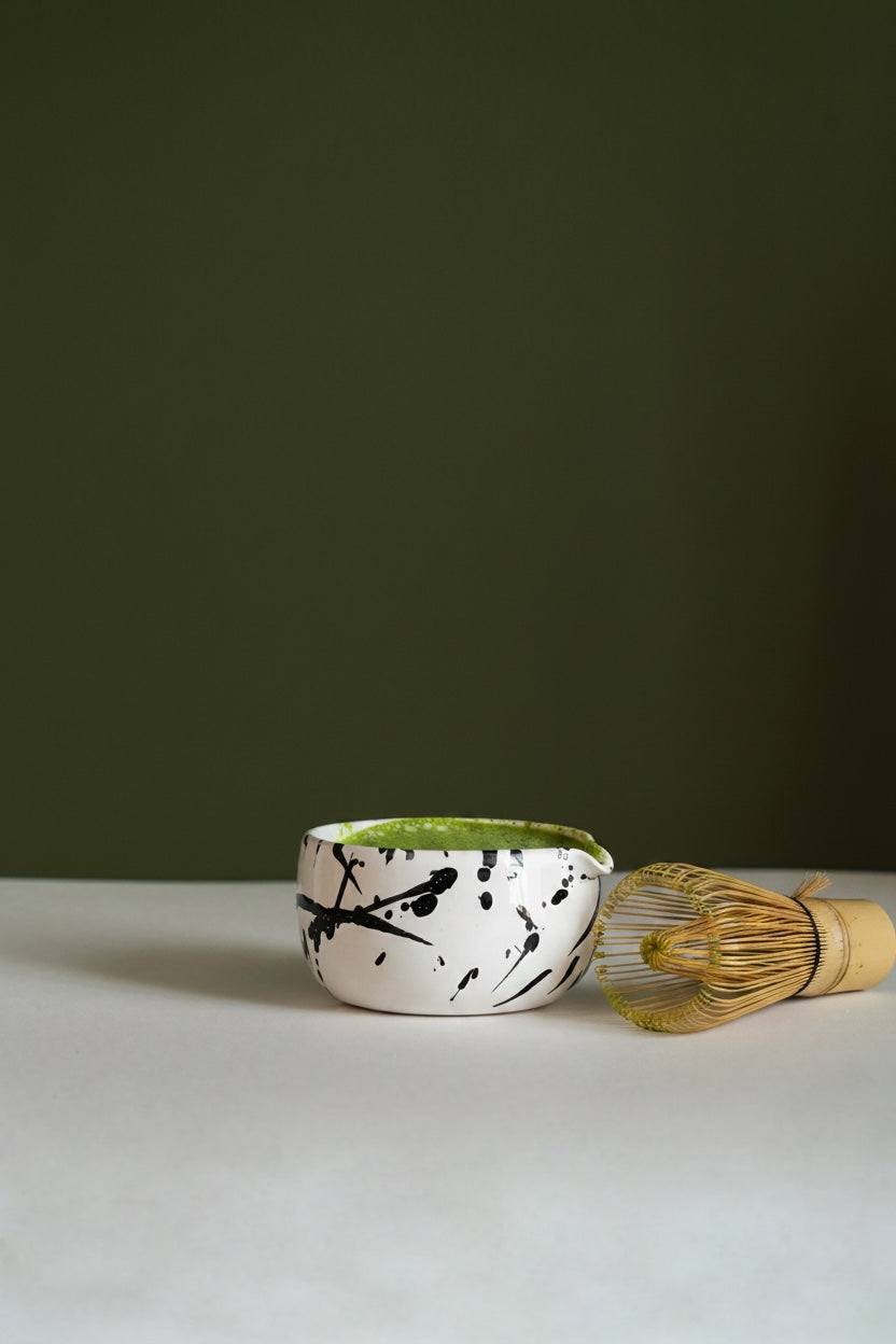 Handmade White Stoneware Matcha Bowl