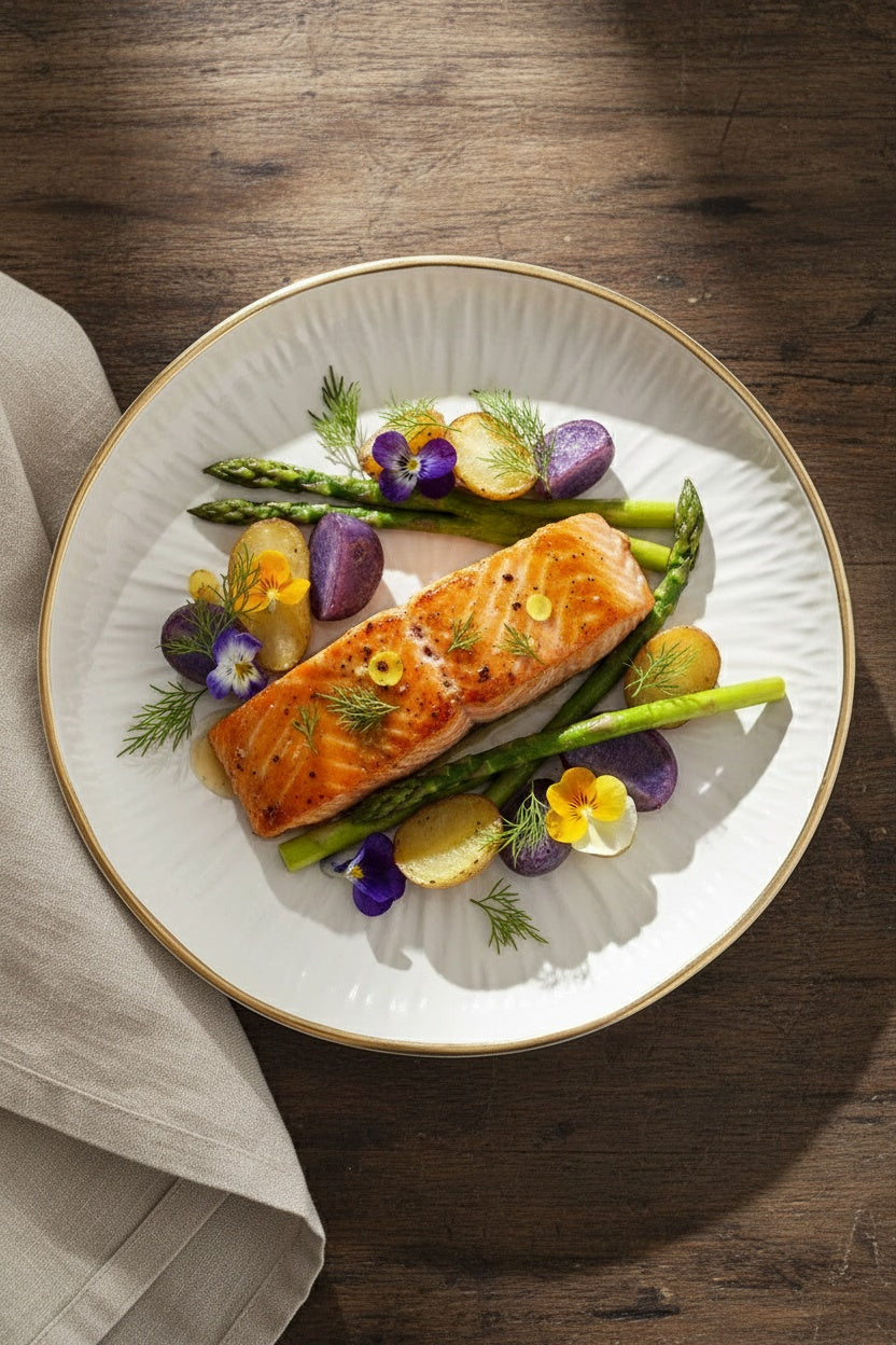 Handmade Porcelain Dinner Plates with Gold Rim. Relief Collection