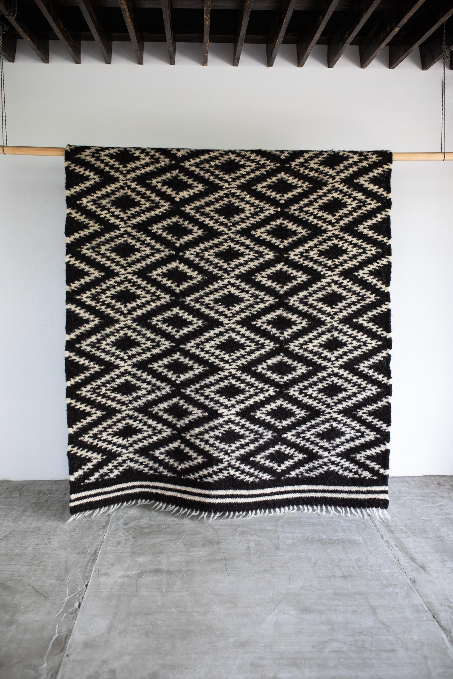 Handwoven Thin Rug with Traditional Carpathian Pattern