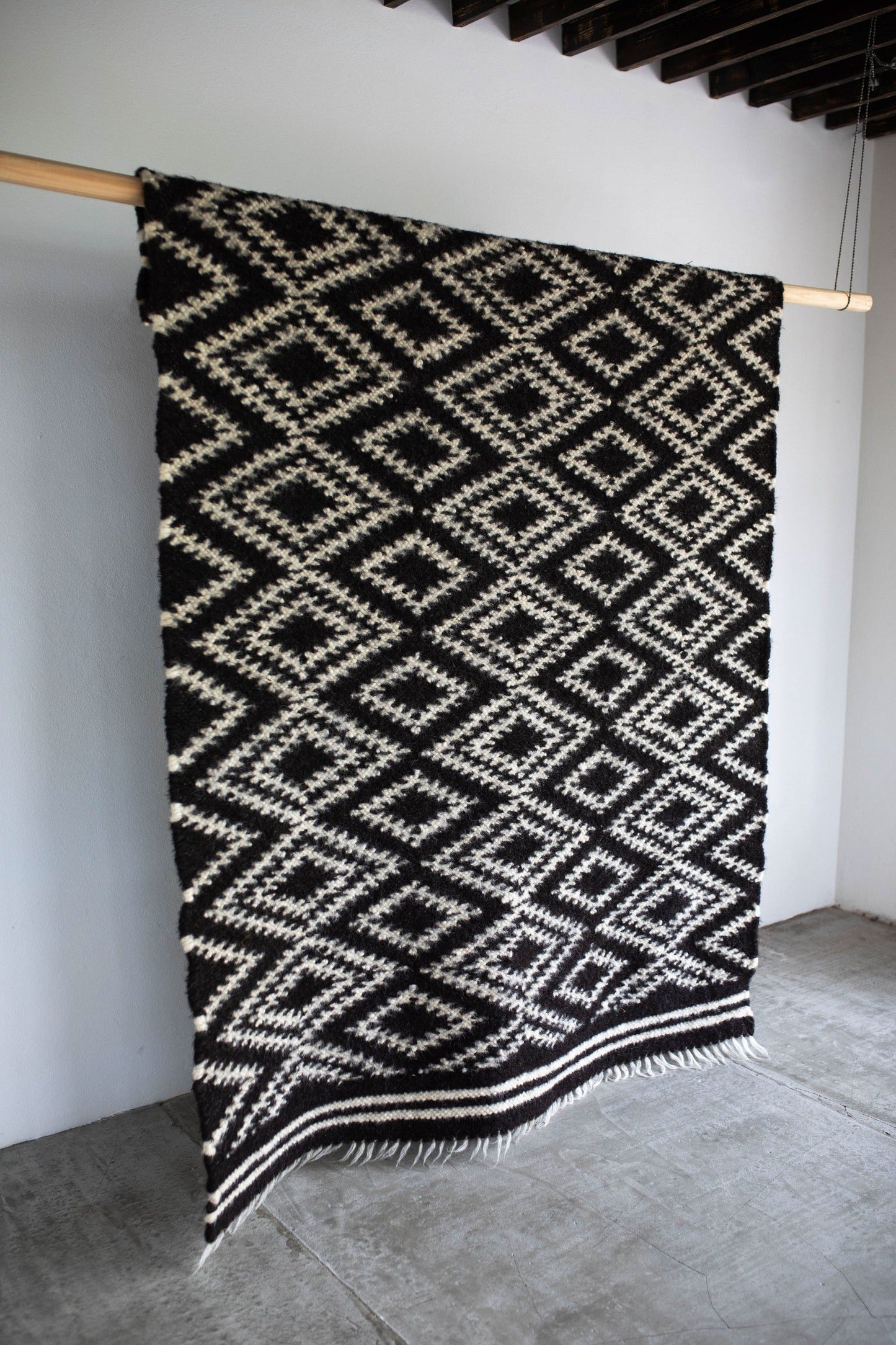 Handwoven Thin Rug with Traditional Carpathian Pattern