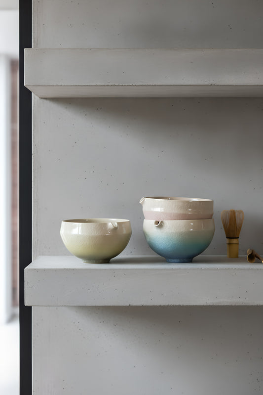 Handmade Ceramic Matcha Bowl with Spout & Matching Cup Set