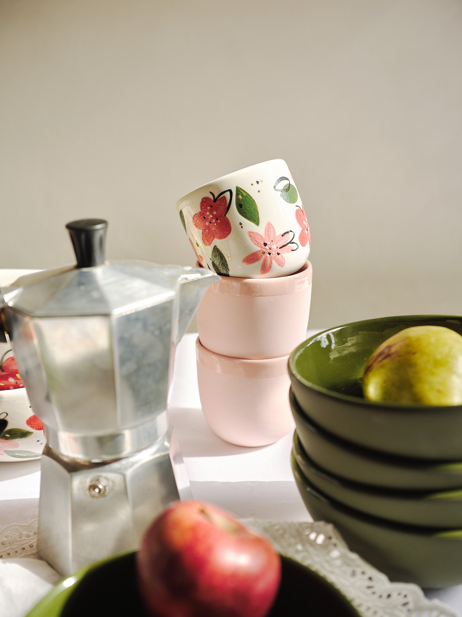 Hand-Painted Floral Coffee Cup 