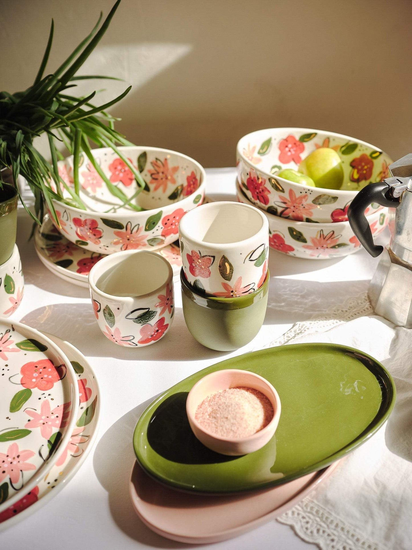 Hand-Painted Floral Salad Bowl