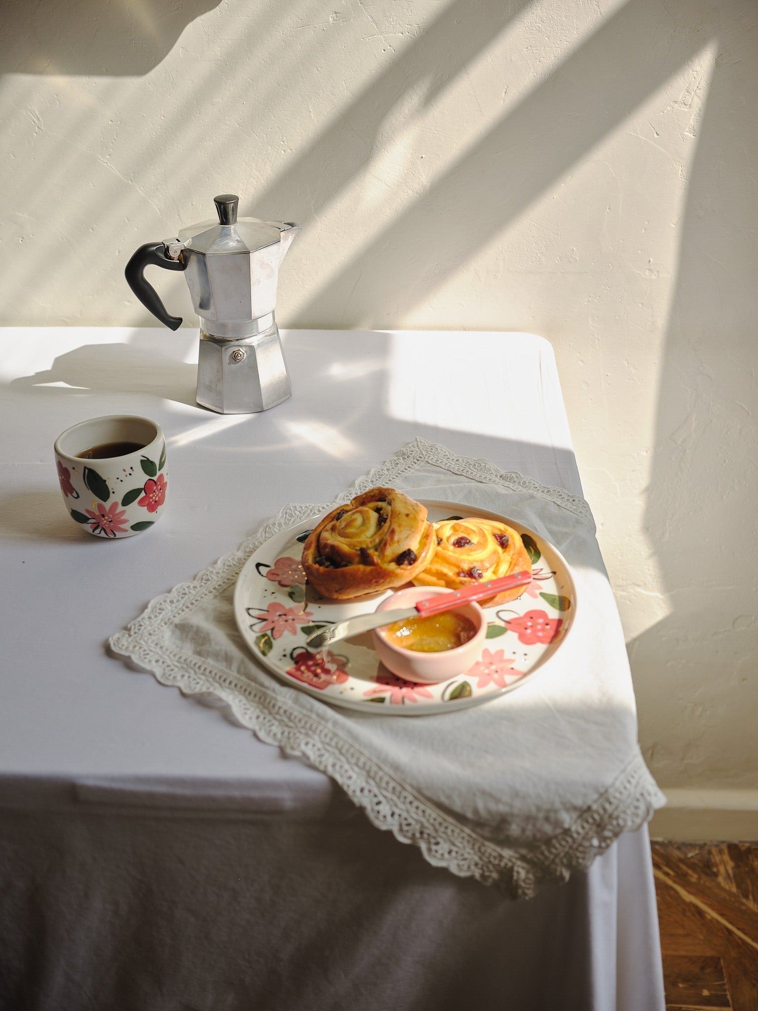 Hand-Painted Floral Coffee Cup 