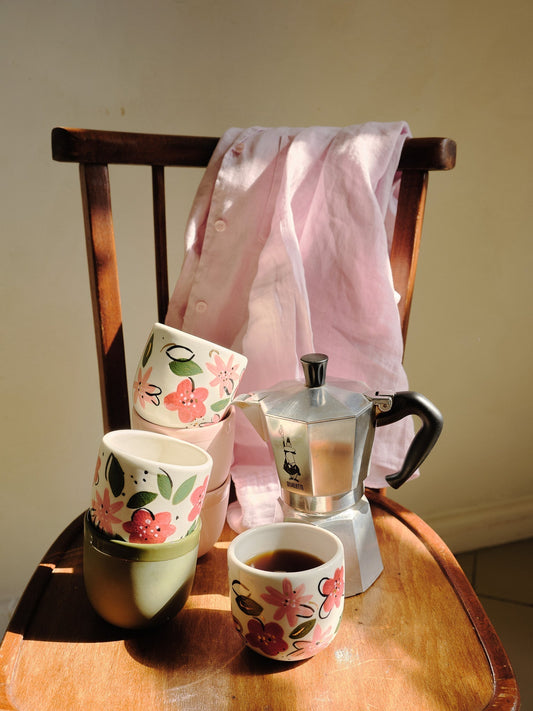 Hand-Painted Floral Coffee Cup 
