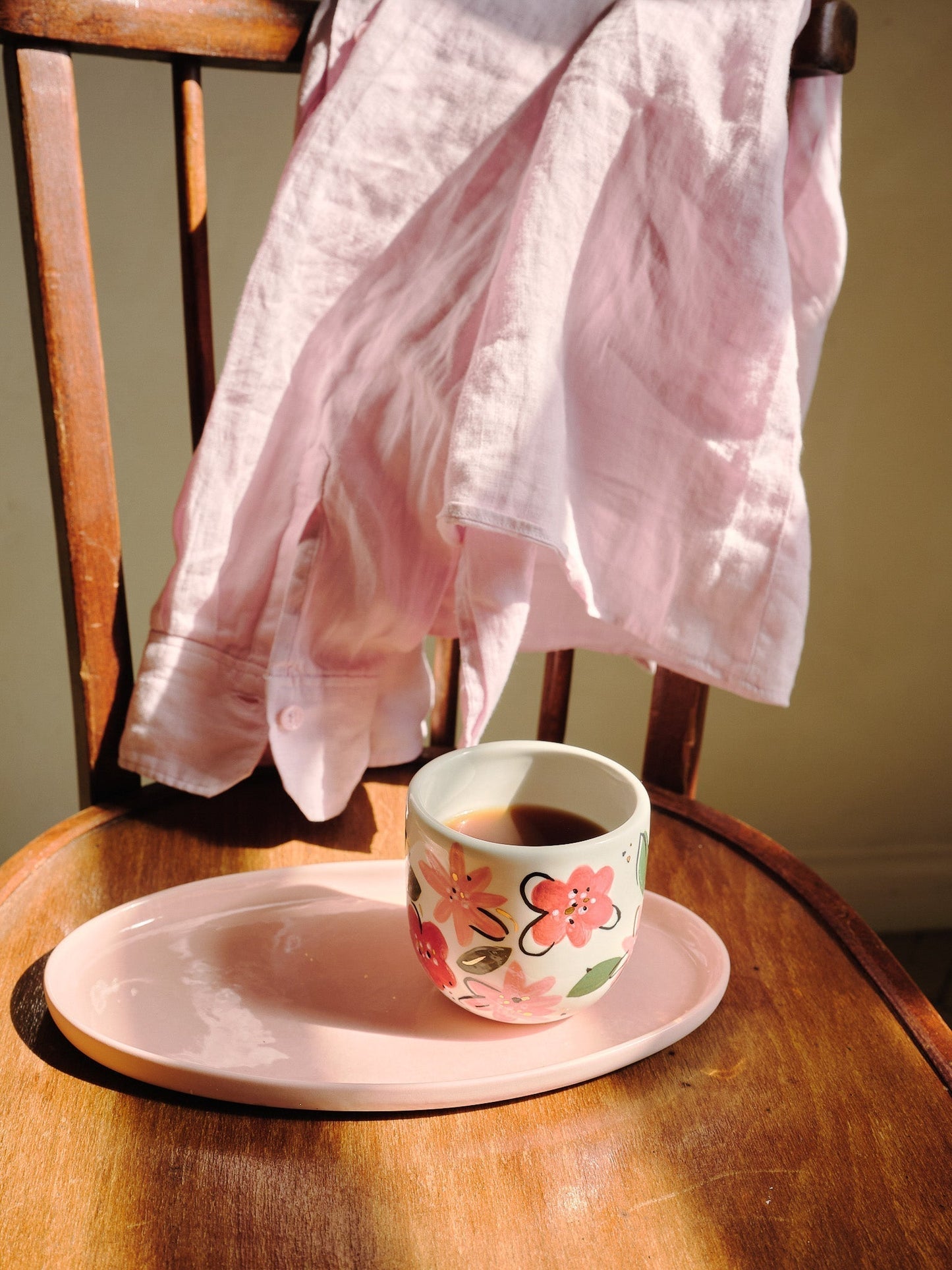 Hand-Painted Floral Coffee Cup 