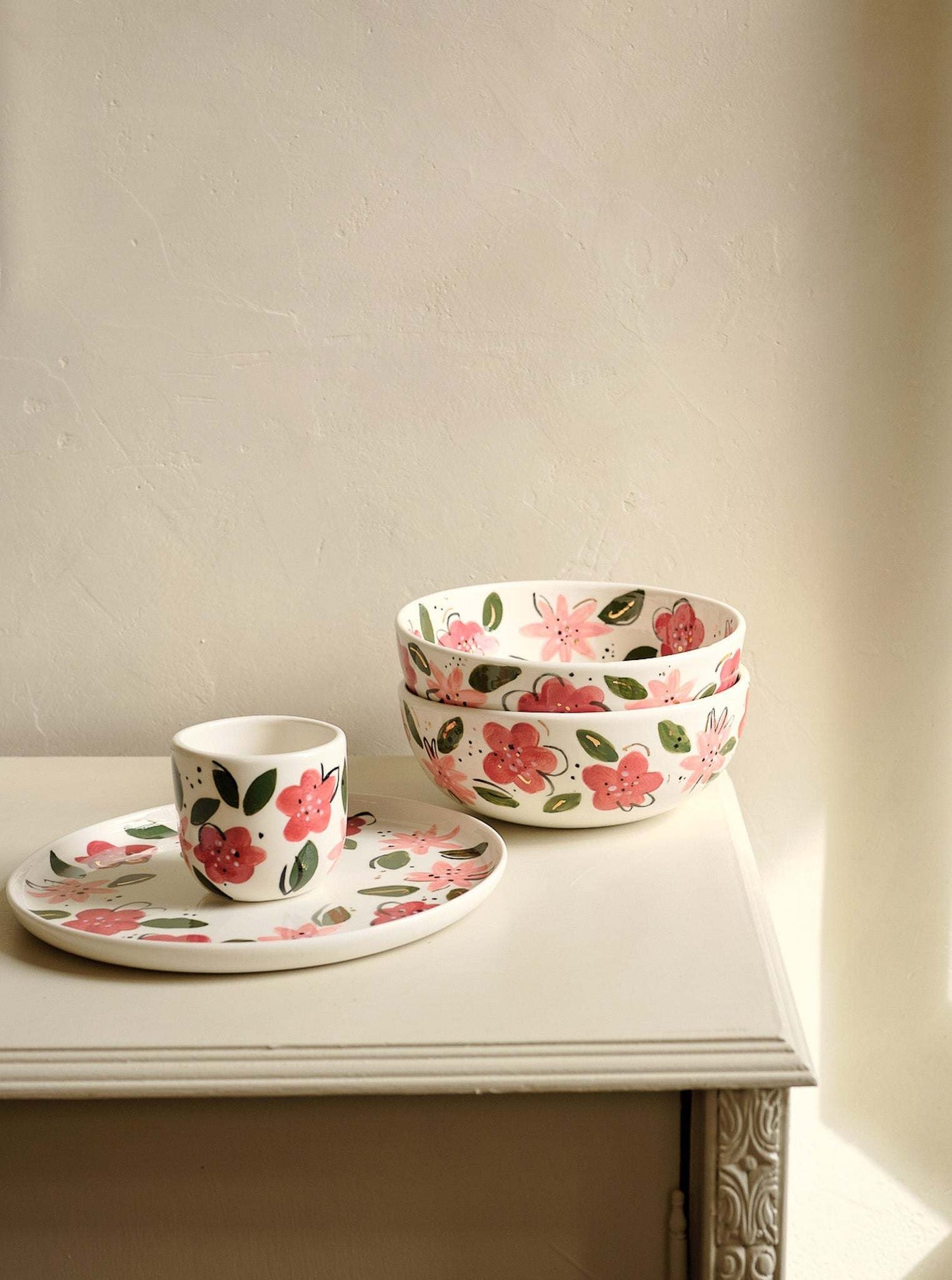 Hand-Painted Floral Coffee Cup 