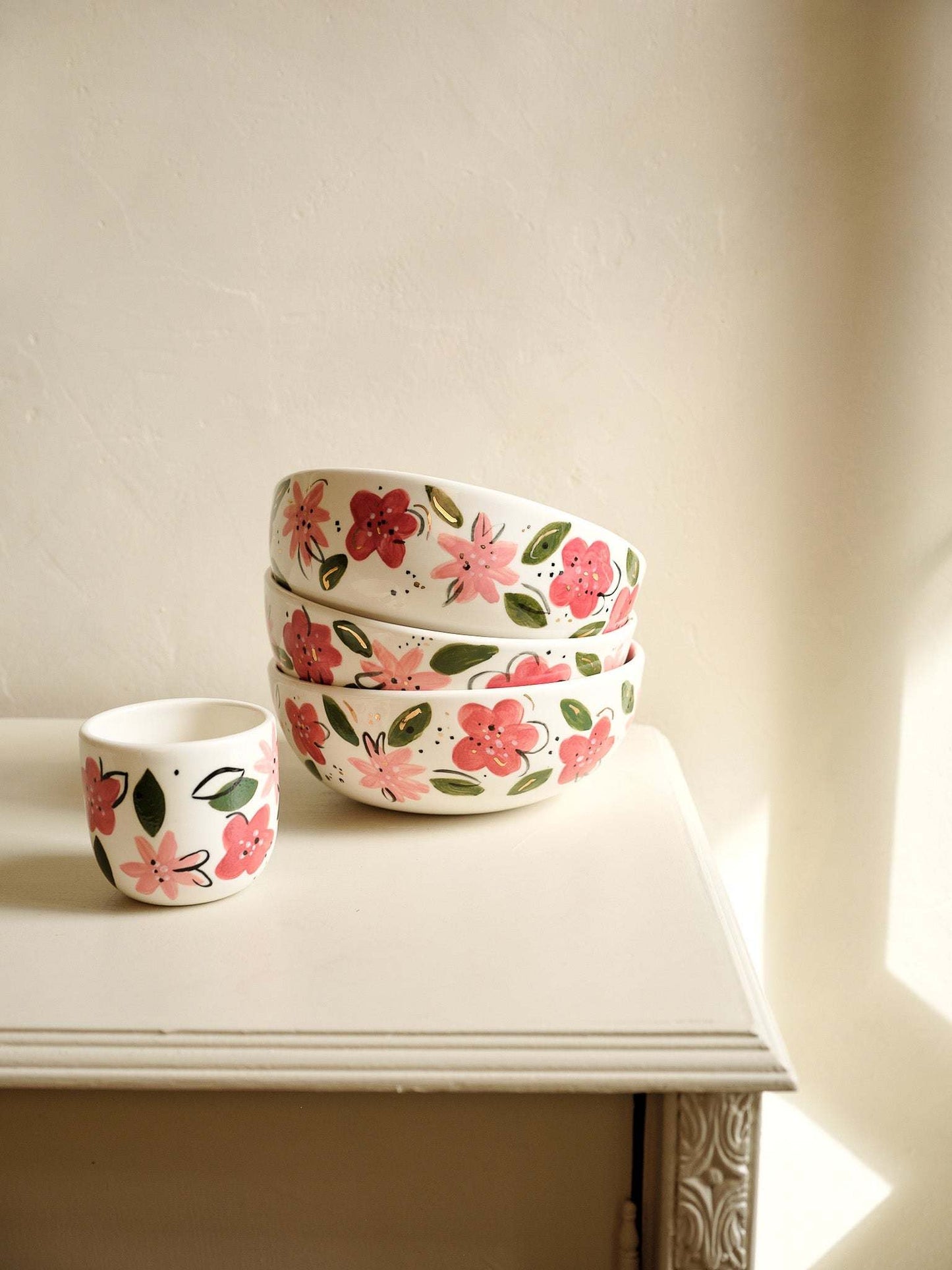 Hand-Painted Floral Coffee Cup 